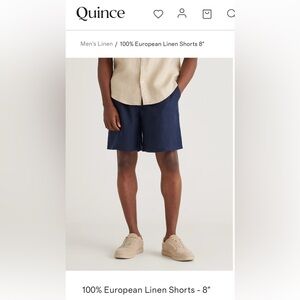 Quince Navy Blue 100% European Linen Men's Shorts NWT